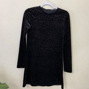 Zara W&B Collection Glitter Party Dress Women Size Small blk /micro multi colors